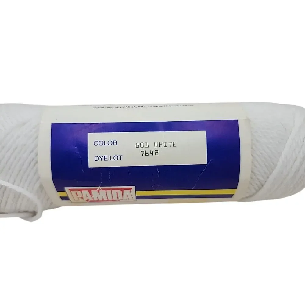 Discontinued Pamida Creslan 100% Acrylic 4 Ply Worsted Vtg Yarn White Lot 7642
